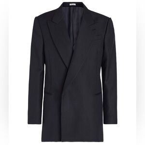 Alexander McQueen navy double breasted peak lapel blazer, men’s size IT 48/US 38